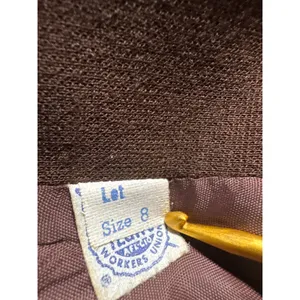 Vintage ILGWU Brown Knit Jacket Faux Fur‎ Collar Cuffs Side Button Union Made 8 thumbnail 5