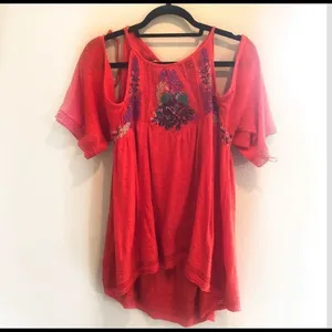 Free people NWOT orange fast times blouse S thumbnail 4