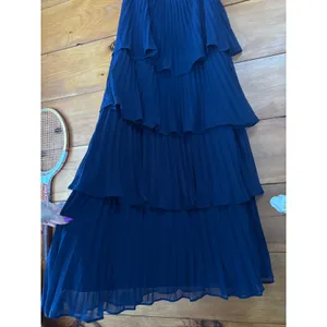 NWT Lulus Seriously Sensational Navy Blue Strapless Tiered Maxi Dress Gala Sz L thumbnail 4