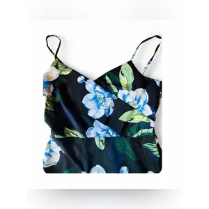 Banana Republic Women’s Black Strap Asymmetrical Midi Floral Print Dress Size 2 thumbnail 5