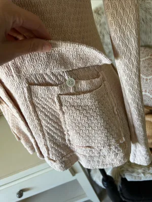 IISLI cream open knit Vtg feminine cotton cardigan sweater M thumbnail 5