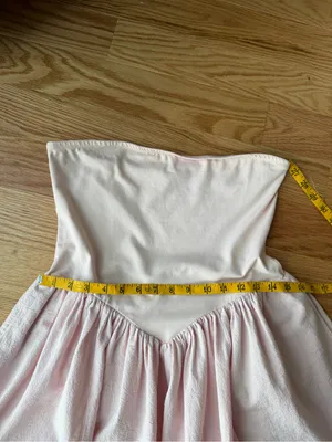 Free People Pink 100% Cotton Strapless Drop Waist Mini Dress M thumbnail 7