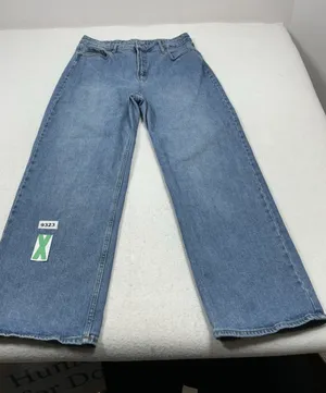 Womans Excellent Old Navy High Rise Wide Leg Blue Jeans Size 14 Waist 33 Inch thumbnail 1
