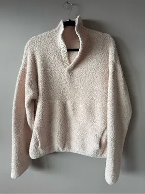 Skims Women’s Powder Pink Teddy Bouclé Sherpa High Neck Fleece Size S/M thumbnail 1