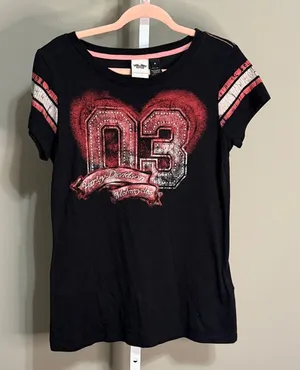 Harley-Davidson Women's‎ Medium 2003 100th Anniversary Heart Graphic Tee thumbnail 1