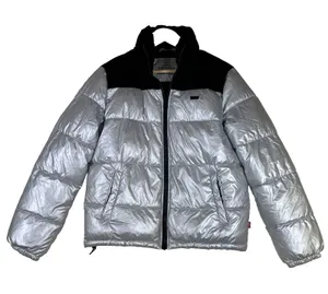 Levi Strauss‎ Co Women's Puffer Jacket Sz XS Silver Color Block Winter Coat thumbnail 1