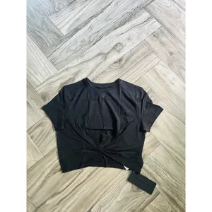 Alphalete Woman’s Premium Wrop SS Crop - Black, Size Small thumbnail 4