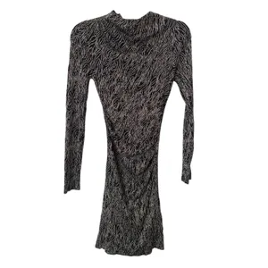 ZARA Metallic Long Sleeve Bodycon Dress‎ Black Small thumbnail 3