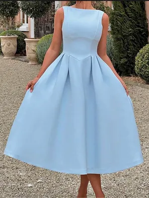 Classic Light Blue Sleeveless Midi Dress Size XS thumbnail 1
