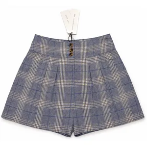 Veronica Beard Alicia Plaid High Rise Wool Linen Blend Shorts NWT Size 4 thumbnail 4