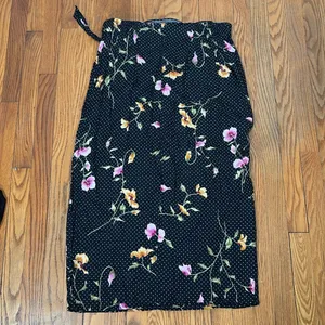 Vintage The Avenue‎ Collection Faux Wrap Maxi Skirt Black Polka Dots Black XL thumbnail 2