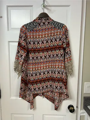 gimmicks by BKE Rust Multi Aztec Open-Front Kimono thumbnail 3
