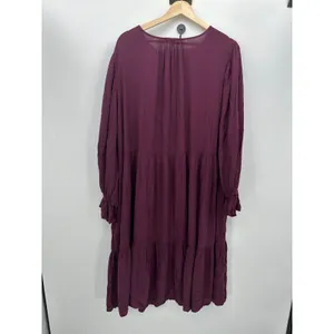Knox Rose Midi Dress Size 2X Burgundy‎ Embroidery Boho Peasant Fall Cottagecore thumbnail 2