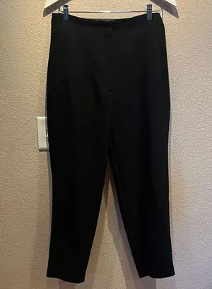 Zara Women’s Cropped Trousers Slacks Pants Size Large NotchBack Black thumbnail 2