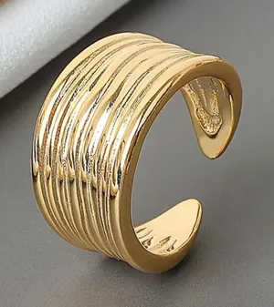 Multilayer Twist Boho Open Ring Gold thumbnail 1