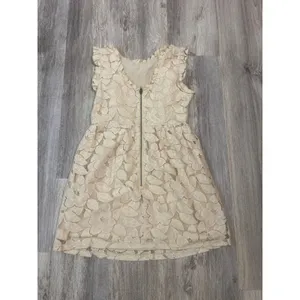 Tulle Womens Cream Floral Lace Ruffle Sleeveless Mini Dress Size‎ Large thumbnail 4