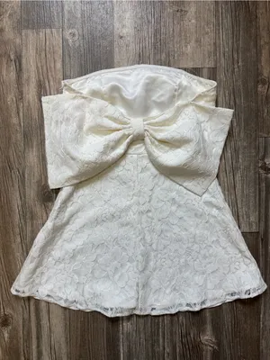 Altar’d State Lilia large Lace Bow Mini Dress White Strapless Bridal Brunch S thumbnail 4