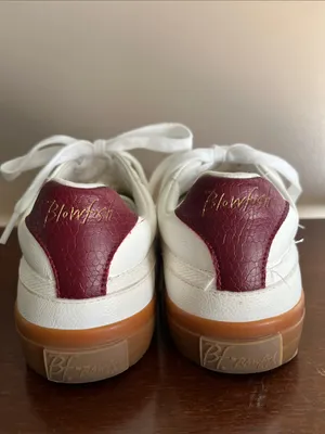 Blowfish Tastic White Low-Top Sneakers with Gum Sole and Burgundy Heel thumbnail 5