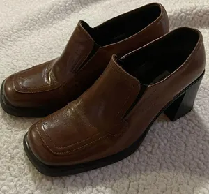 Aldo Women’s Leather chunky Y2K Shoes Loafers Size 5.5U.S Brown Casual Slip on thumbnail 1