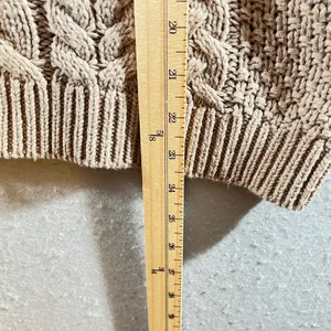 1272 | Aerie Cable Knit Chunky Pullover Cottagecore‎ Boho Sweater Tan Womens XS thumbnail 4