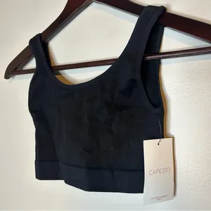 CAPEZIO Black Seamless Ribbed Bra Top Medium/Large Dance Activewear NWT Neutral thumbnail 3
