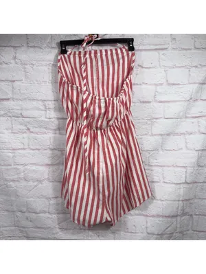 Zaful Large Red and White Striped Halter Romper thumbnail 4