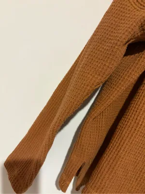Old navy cozy waffle cowl neck long sleeve‎ warm coffee brown size large thumbnail 4
