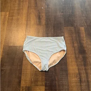 Albion Fit High Waisted Bikini Bottoms Blue White Stripe Size Small thumbnail 5