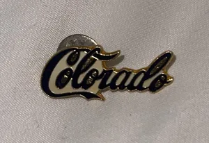 Colorado Script Enamel Pin in Navy and Gold thumbnail 1
