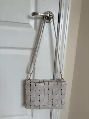 Anthropologie Lindy Woven Clutch Cream crossbody thumbnail 7