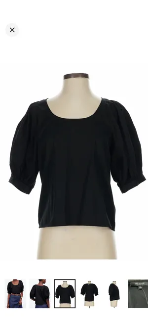 Madewell Black Puff Sleeve Top NWT thumbnail 4