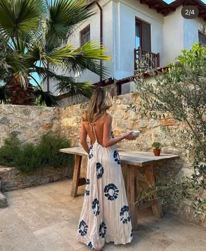 Zara dress maxi oversize fit boho blogger prints casual summer vacation wedding thumbnail 2