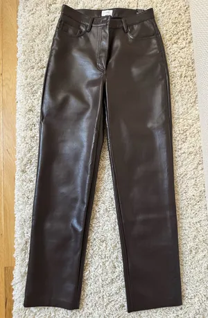 Aritzia Leather Wilfred Melina Pants Vegan Brown thumbnail 1