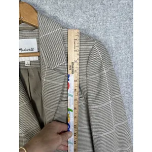 Madewell Womens Small Plaid Double Breasted Blazer Jacket Beige Neutral Academia thumbnail 8