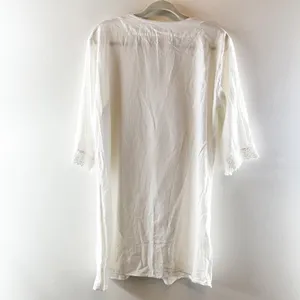 Sea Spice 100% Peruvian Cotton Crochet Lace Cover Up Resort Dress White Medium thumbnail 4