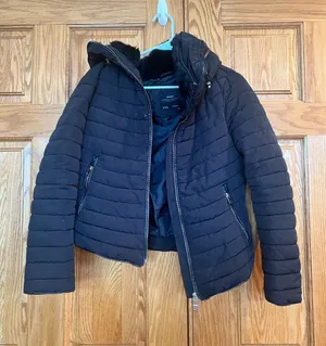 Zara Basic - Black Quilted Puffer Jacket with Hood thumbnail 1