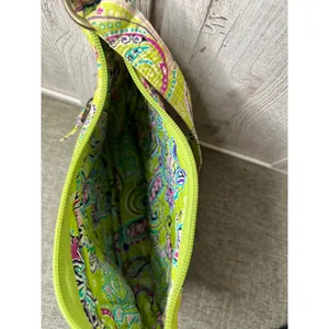 Ten Bears Quilted Paisley Shoulder Bag In Lime Green Pink Blue Zipper Closure thumbnail 3