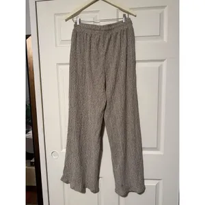 Zara Wide Leg‎ Textured Elastic Waist Pants Resort Comfy Flowy Palazzo thumbnail 3