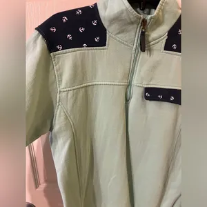 Royce Nautical Quarter Zip Up Sweatshirt. Teal and Navy. thumbnail 3