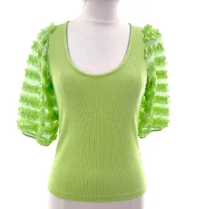Anthropologie Dolan puff ruffle sleeve top lime green sz‎ XS thumbnail 7