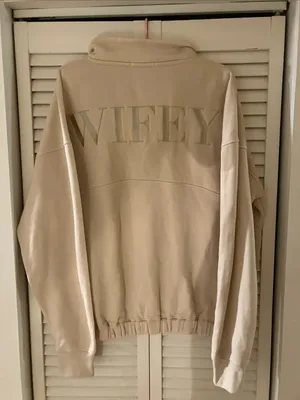 Six Stories Wife Quarter Zip Sweatshirt in Champagne Large thumbnail 6