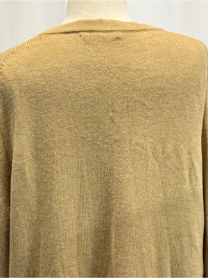 GAP V-Neck Button Cardigan Camel Tan Elbow Patches Wool Blend Grandpa Academia thumbnail 9
