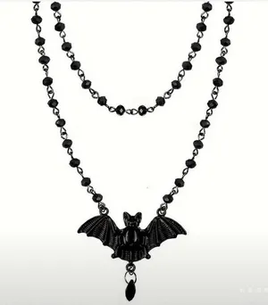 Black bat necklace with beaded details - gothic style #gothic #witchy #emo thumbnail 6