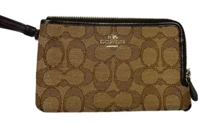 Coach Double Zip Wallet (or Large Wristlet) in their iconic Signature Canvas thumbnail 1