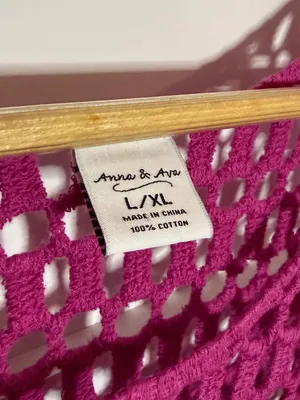 Anna & Ava Pink Crochet Tank Top 100% Cotton Cover Up XL thumbnail 2