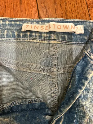 Tinseltown Crossover-Waist frayed hem Ripped Embellished Denim mini Skirt, 11 thumbnail 12