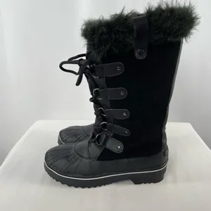 Khombu Lace Up Faux Fur Snow Boots in Black Size 6.5‎ thumbnail 7