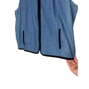 220 Hickory Vintage Denim Sleeveless‎ Zipper Front Velvet Collar Vest XL thumbnail 4