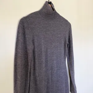 Garnet Hill 100% Merino Wool Turtleneck Long Sleeve Sweater Dress Grey Small thumbnail 3