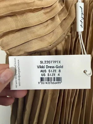 NWT Petal and Pup Vikki Dress Gold Pleated Satin Midi Formal Size 4 thumbnail 10